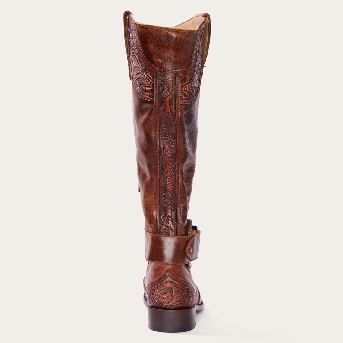 Burnished Cognac Paisley Side Zip Cowboy Boot Tan Women Stetson Western
