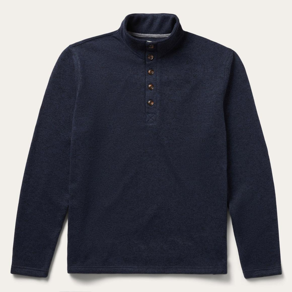 Button-Front Blue Pullover Knit Sweater Blue Men Stetson Sweaters & Hoodies