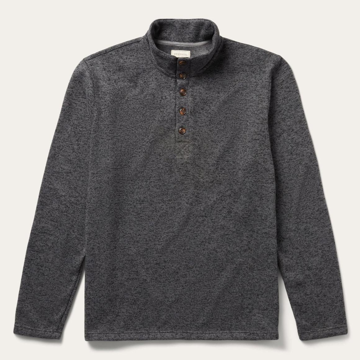 Button-Front Grey Pullover Knit Sweater Grey Men Stetson Sweaters & Hoodies