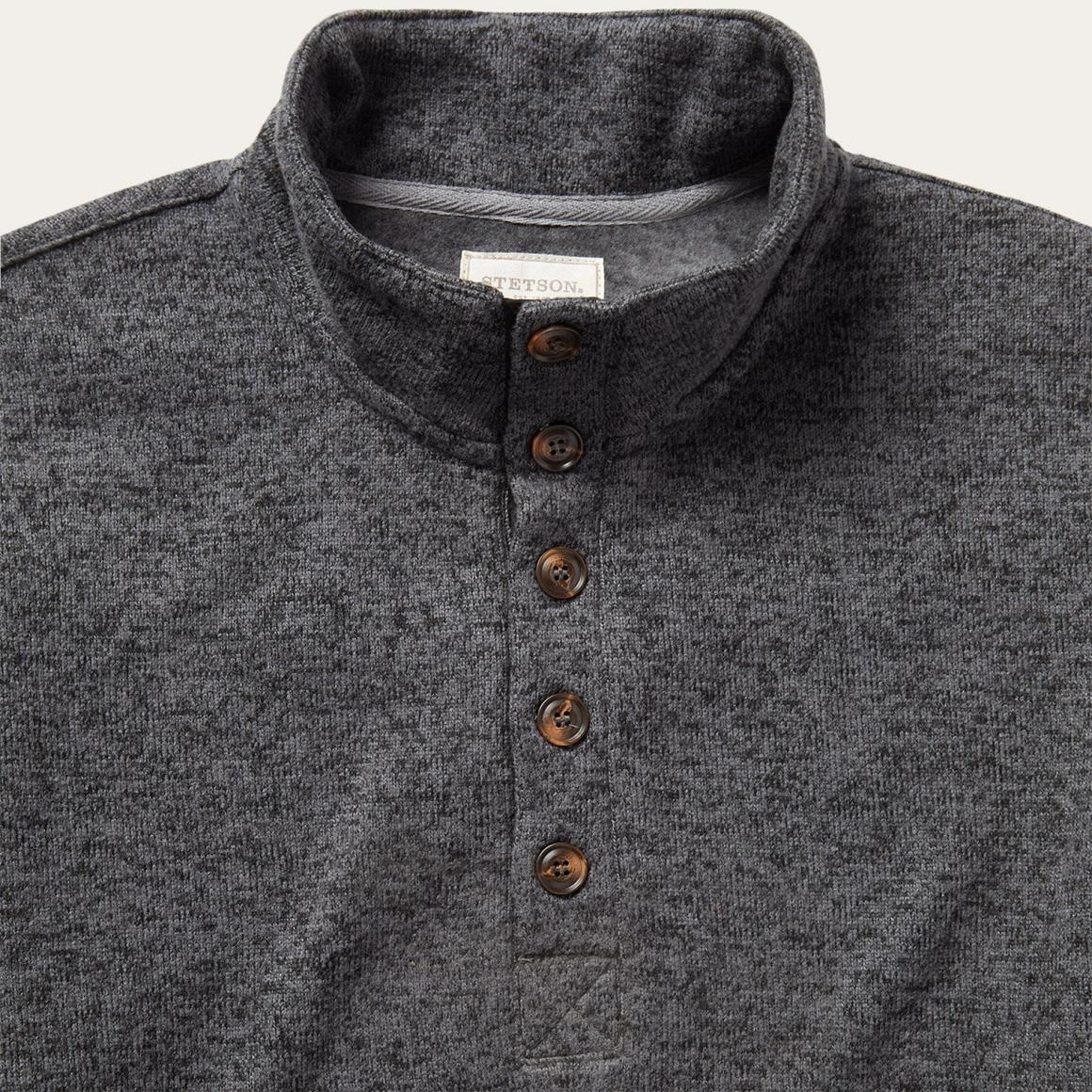 Button-Front Grey Pullover Knit Sweater Grey Men Stetson Sweaters & Hoodies