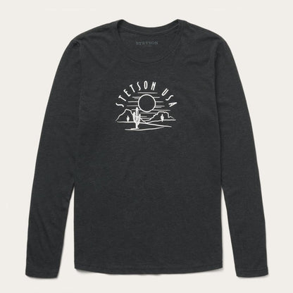 Cactus And Sunset Graphic Tee Black Women Stetson Tees