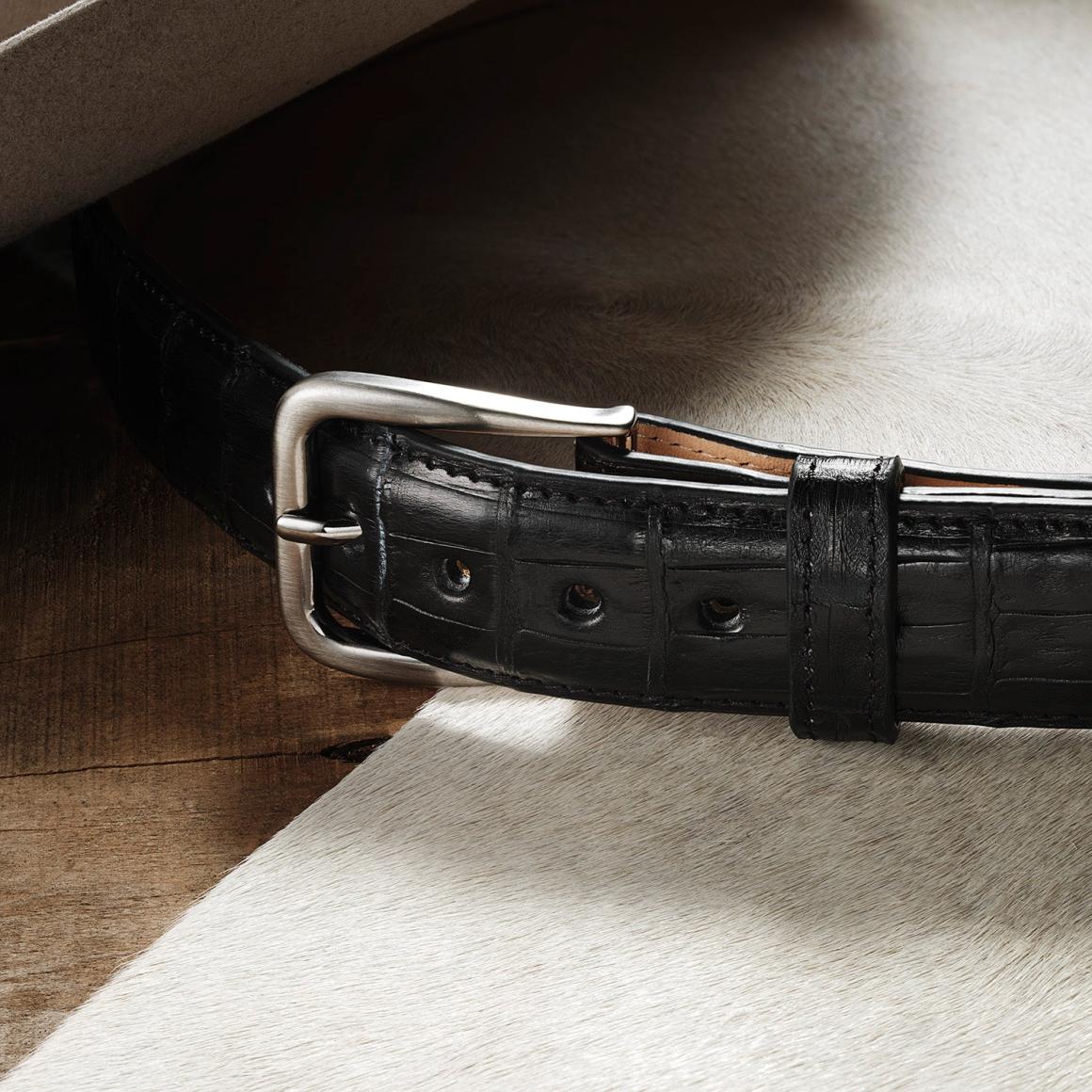 Caiman Western Tab Belt - 1 1/4" Width Black Classic Men Stetson Belts