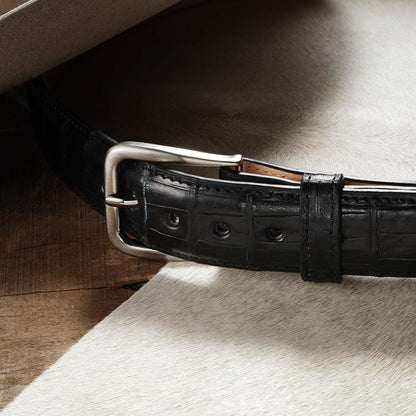 Caiman Western Tab Belt - 1 1/4" Width Black Classic Men Stetson Belts