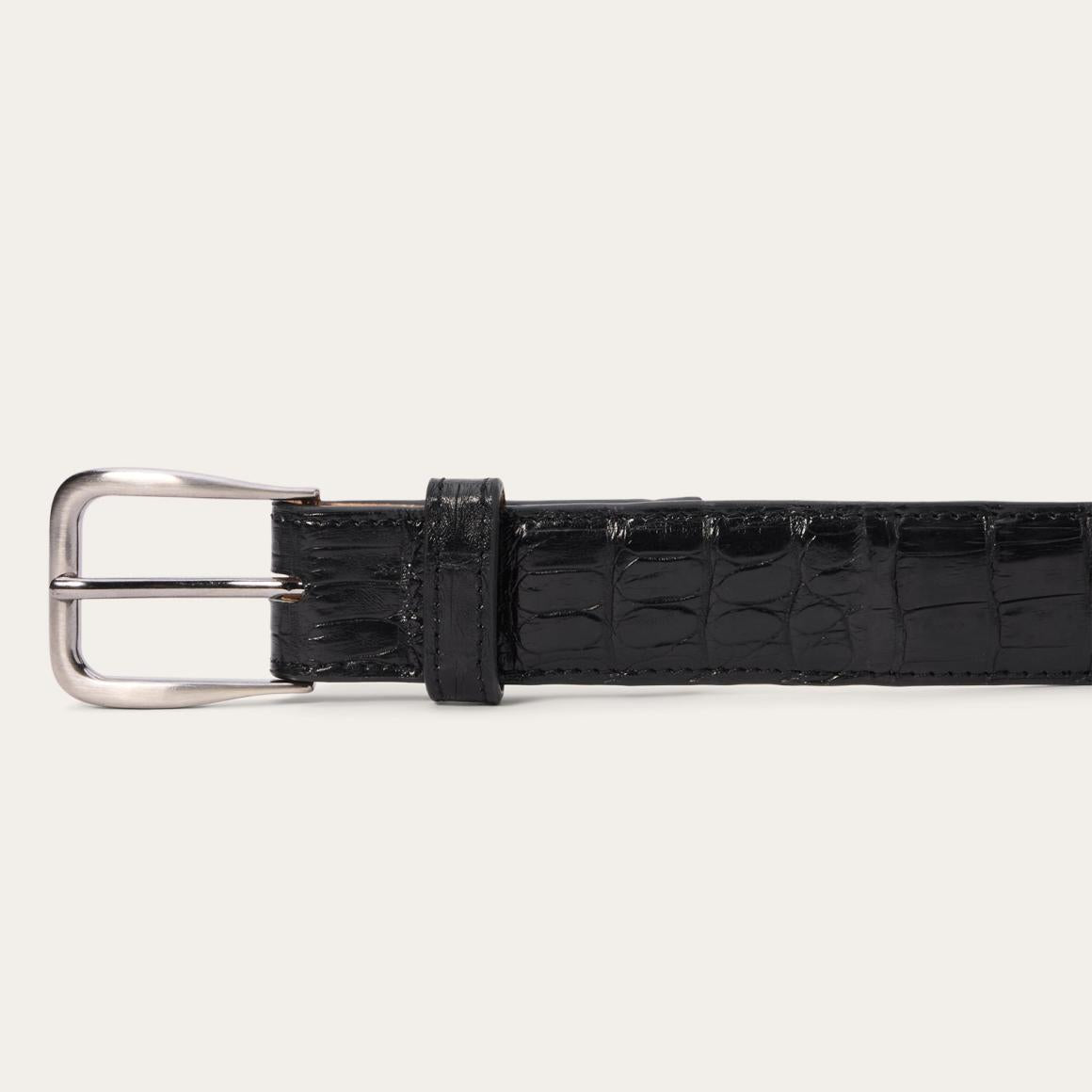 Caiman Western Tab Belt - 1 1/4" Width Black Classic Men Stetson Belts