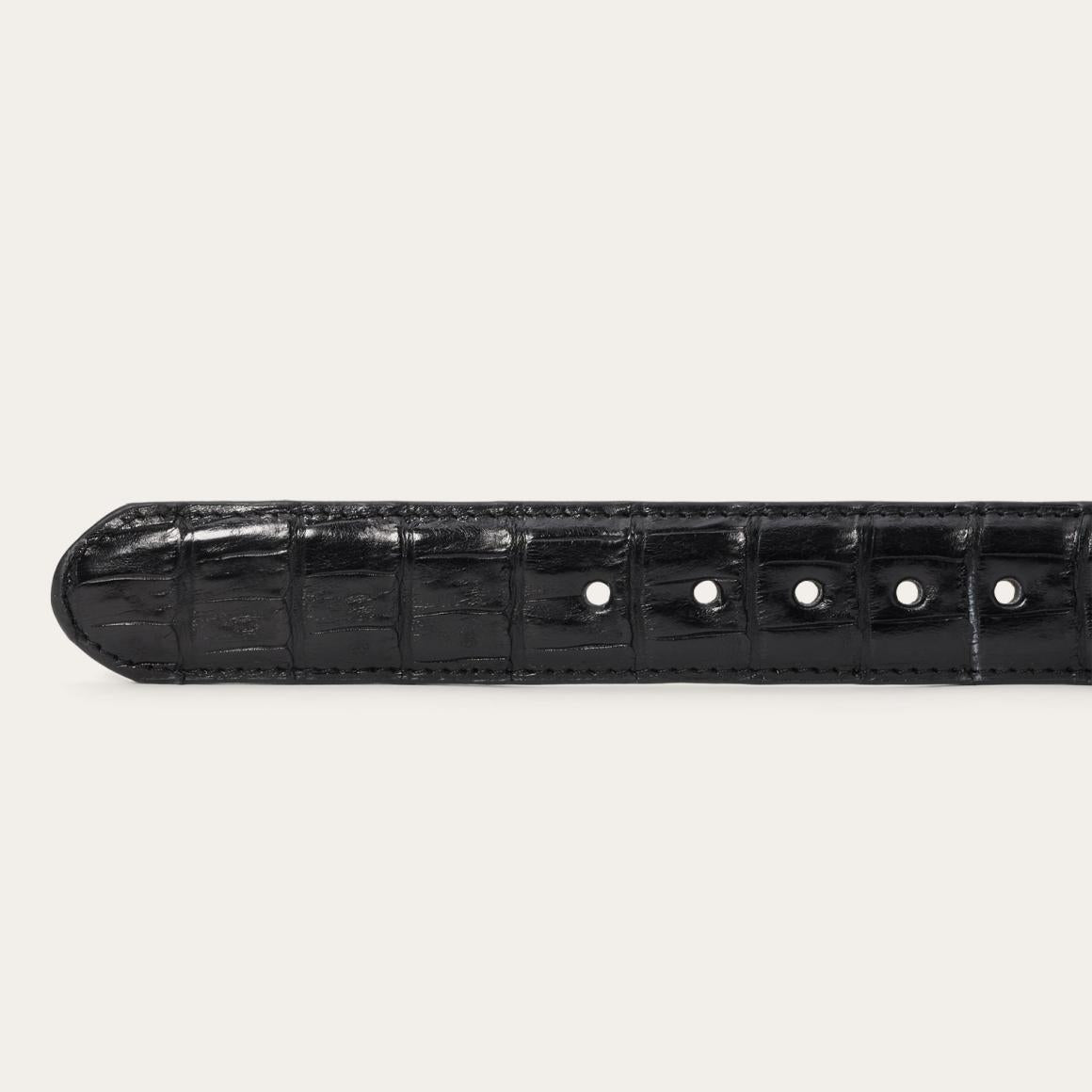 Caiman Western Tab Belt - 1 1/4" Width Black Classic Men Stetson Belts