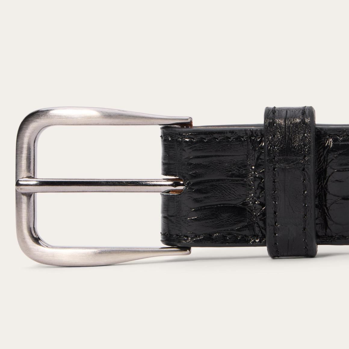 Caiman Western Tab Belt - 1 1/4" Width Black Classic Men Stetson Belts