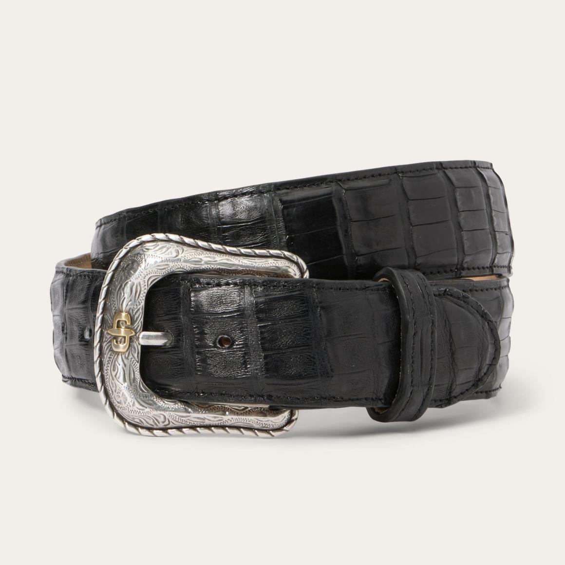 Caiman Western Tab Belt Black Classic Men Stetson Belts