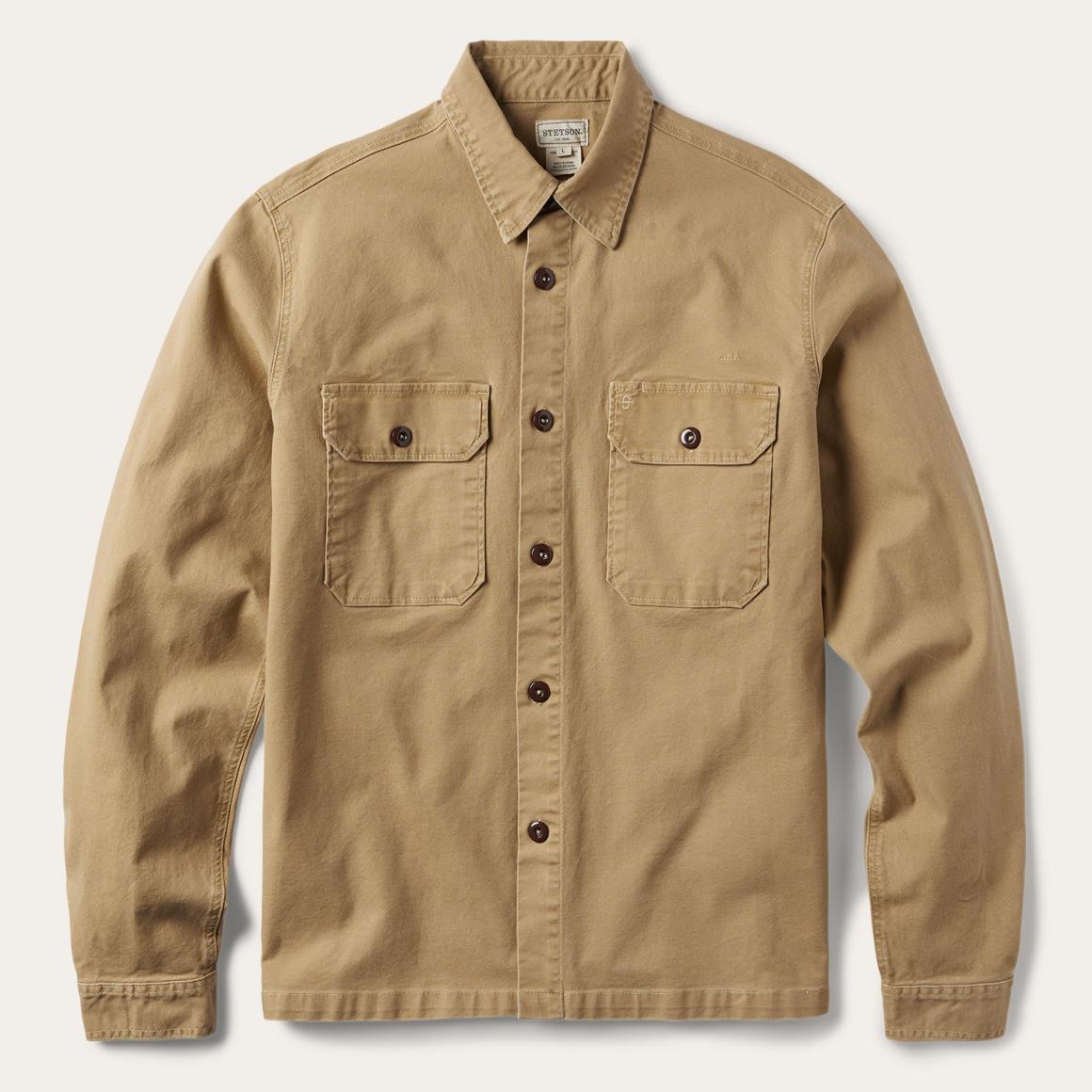Camel Stretch Canvas Shirt Jacket Brown Men Stetson Jackets