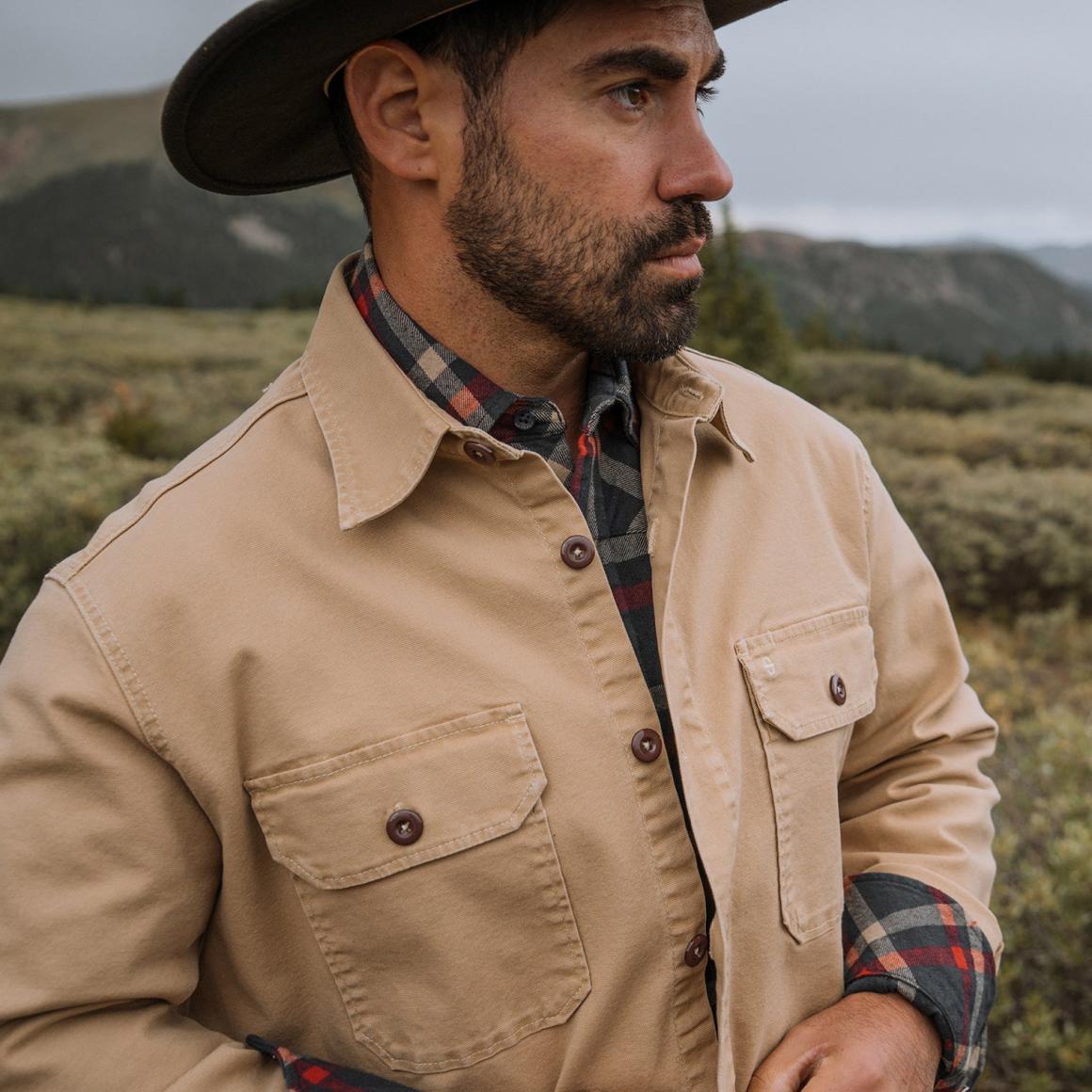 Camel Stretch Canvas Shirt Jacket Brown Men Stetson Jackets