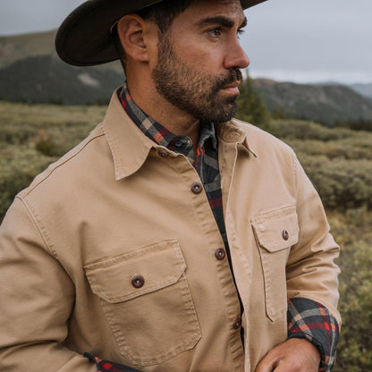 Camel Stretch Canvas Shirt Jacket Brown Men Stetson Jackets