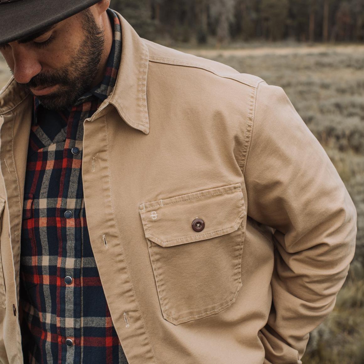 Camel Stretch Canvas Shirt Jacket Brown Men Stetson Jackets