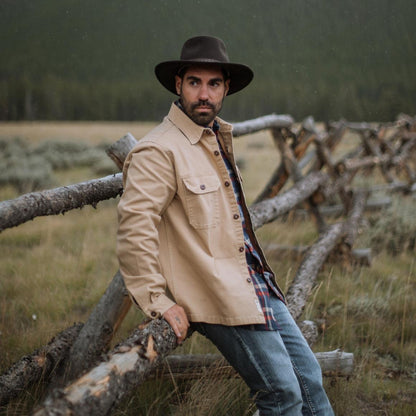 Camel Stretch Canvas Shirt Jacket Brown Men Stetson Jackets