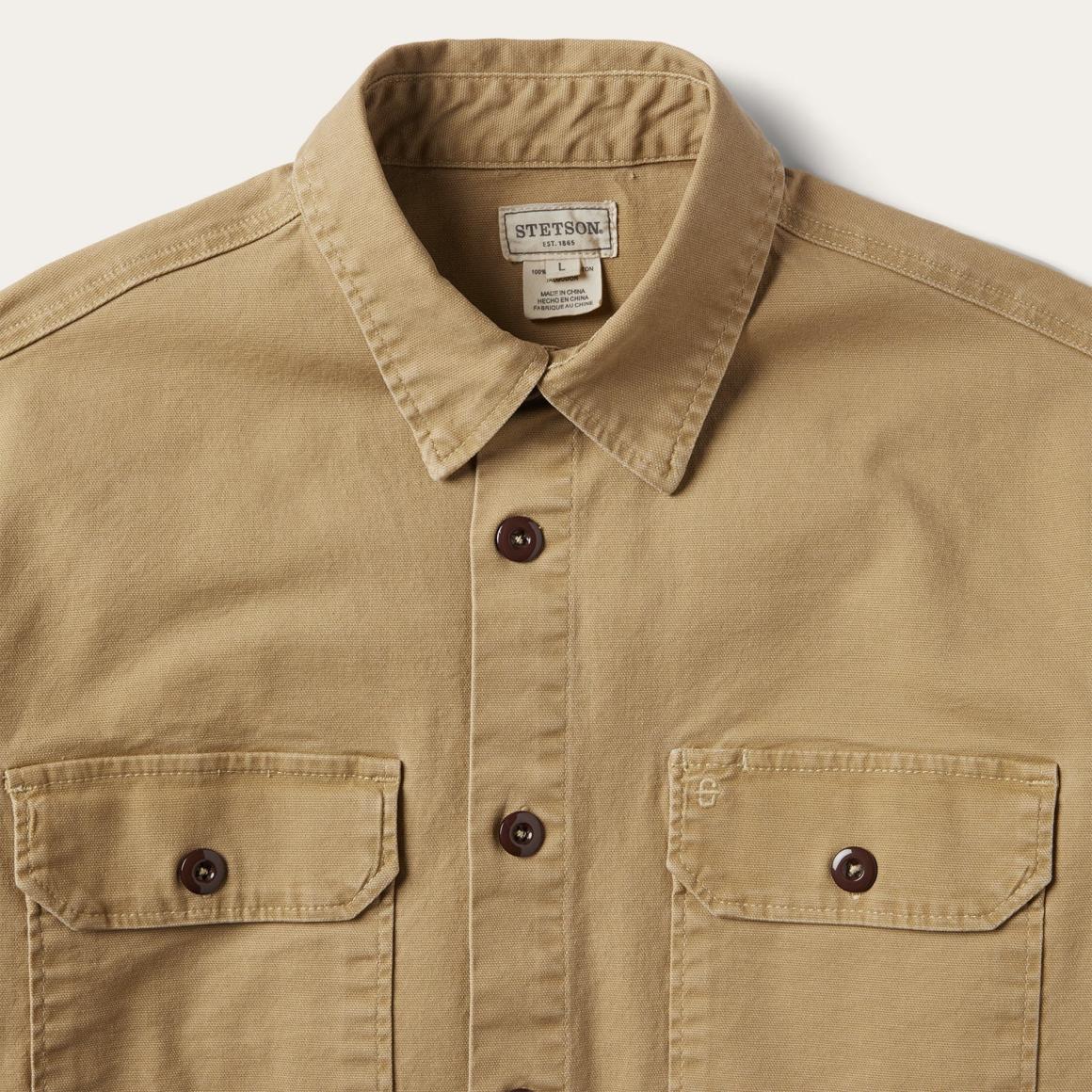 Camel Stretch Canvas Shirt Jacket Brown Men Stetson Jackets