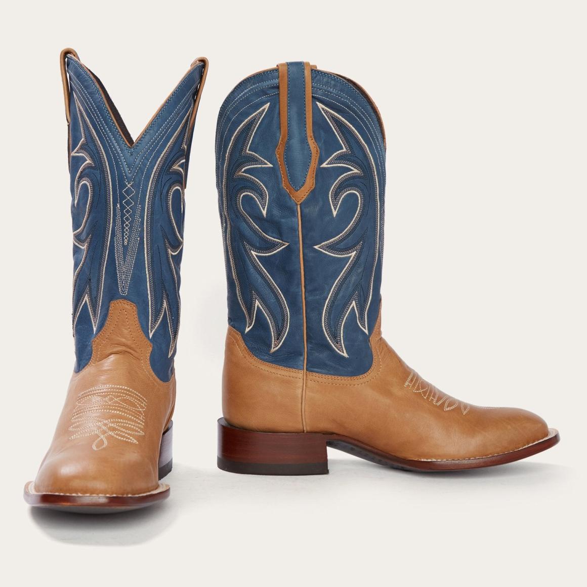 Casper Tan & Blue Matte Cowboy Boot Tan Men Stetson Western