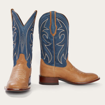 Casper Tan & Blue Matte Cowboy Boot Tan Men Stetson Western