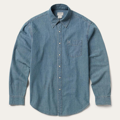 Chambray Denim Shirt Blue Men Stetson Modern Cut