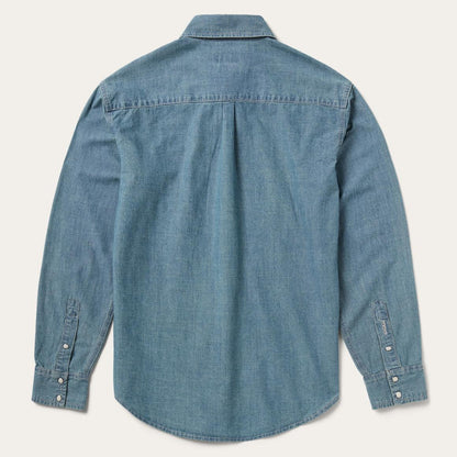 Chambray Denim Shirt Blue Men Stetson Modern Cut