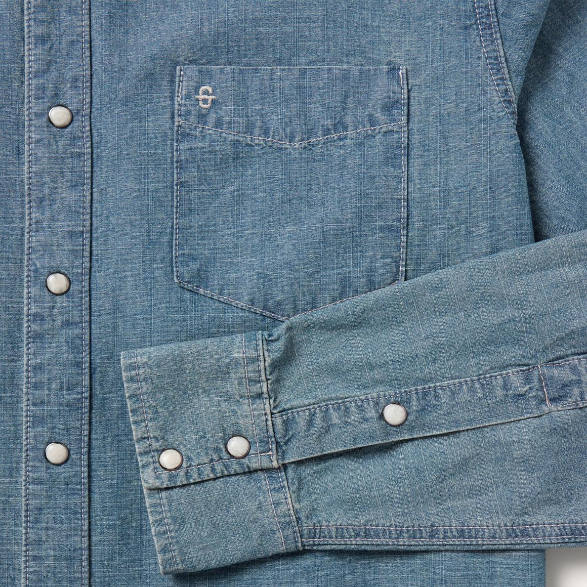 Chambray Denim Shirt Blue Men Stetson Western Shirts