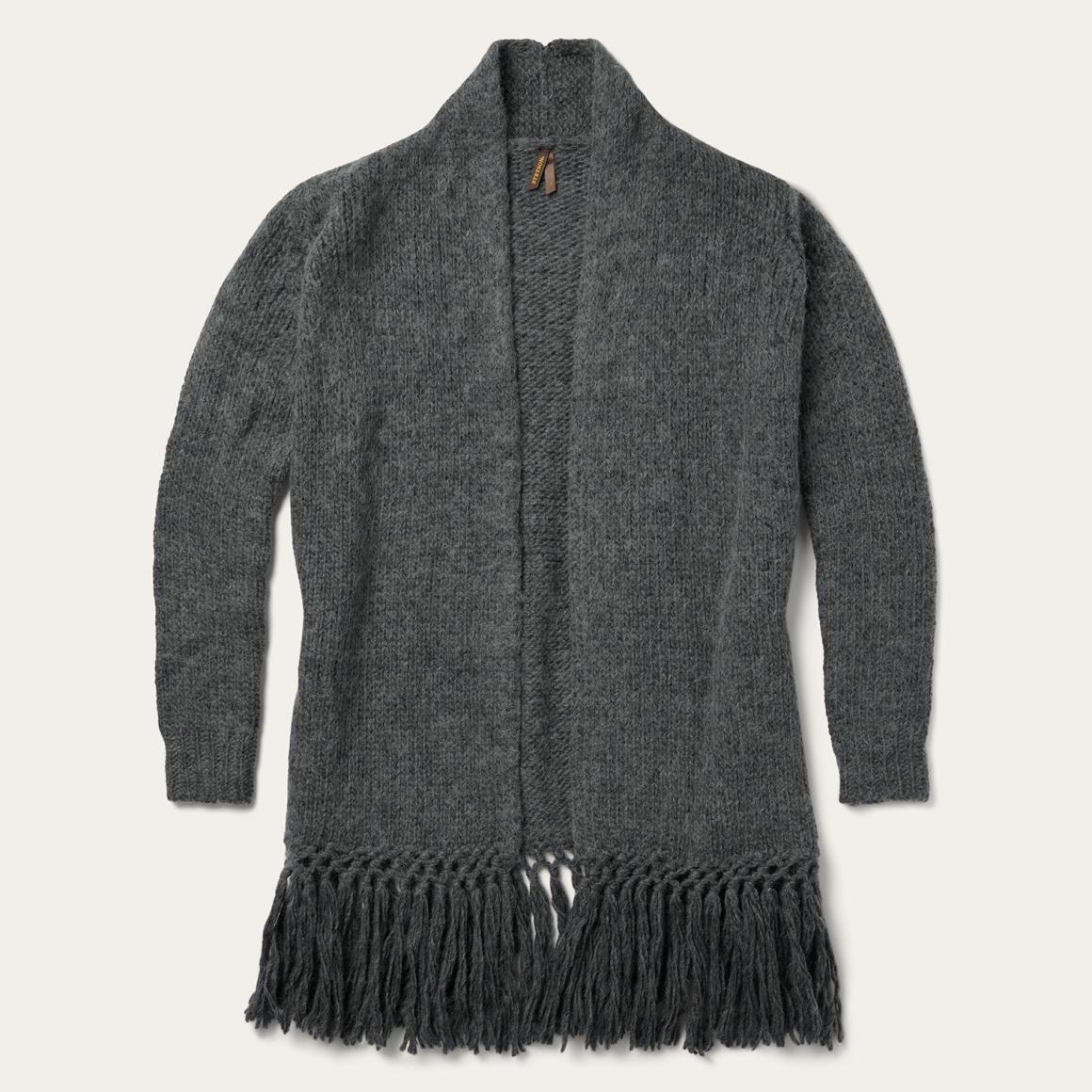Charcoal Fringed Cardigan Grey Women Stetson Fringe Jackets