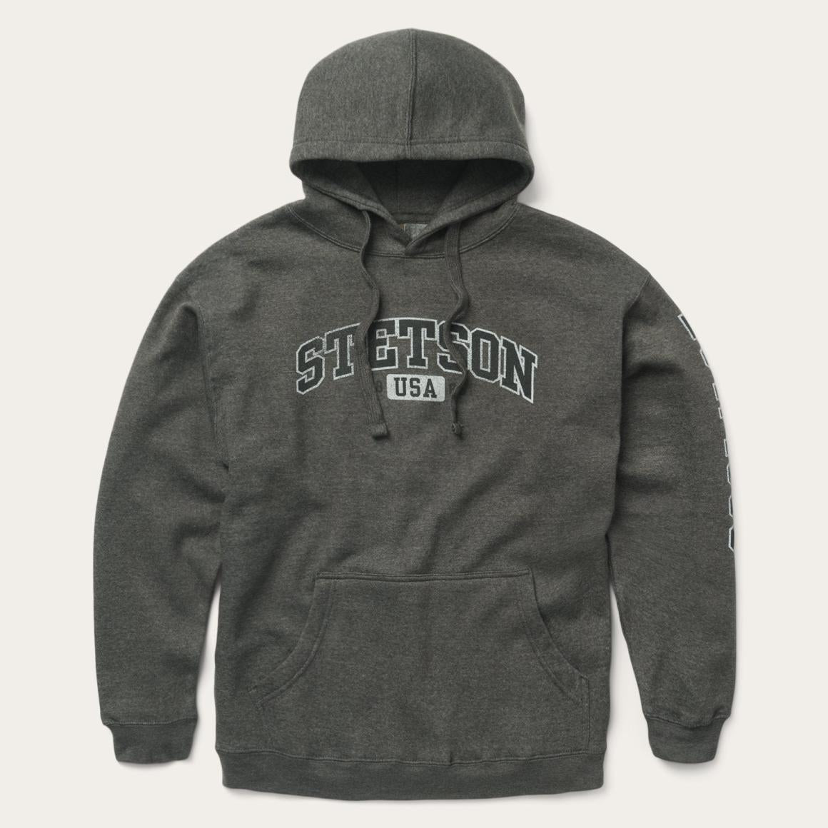 Charcoal Heather Fleece Hooded Sweatshirt Grey Men Stetson Sweaters & Hoodies