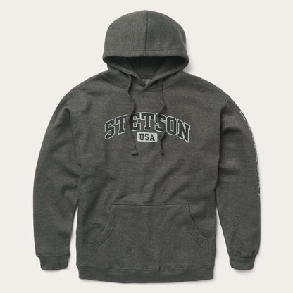 Charcoal Heather Fleece Hooded Sweatshirt Grey Men Stetson Sweaters & Hoodies