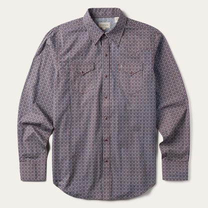 Chevron Grid Shirt Brown Men Stetson Western Shirts