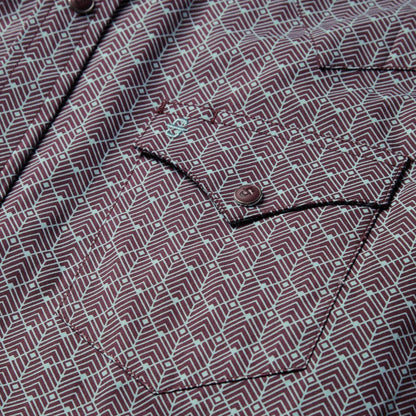 Chevron Grid Shirt Brown Men Stetson Western Shirts