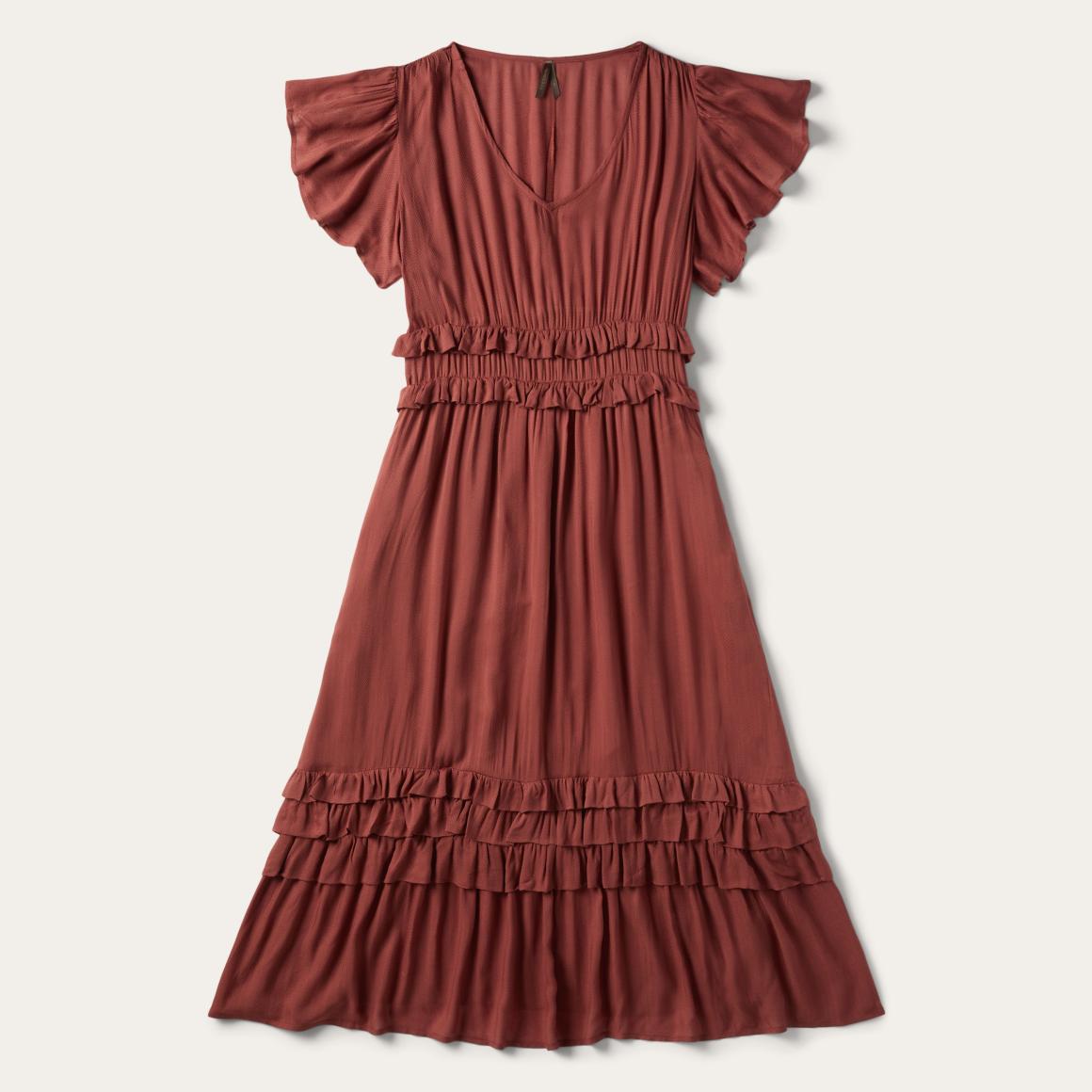 Cinnamon Herringbone Dress Brown Women Stetson Midi