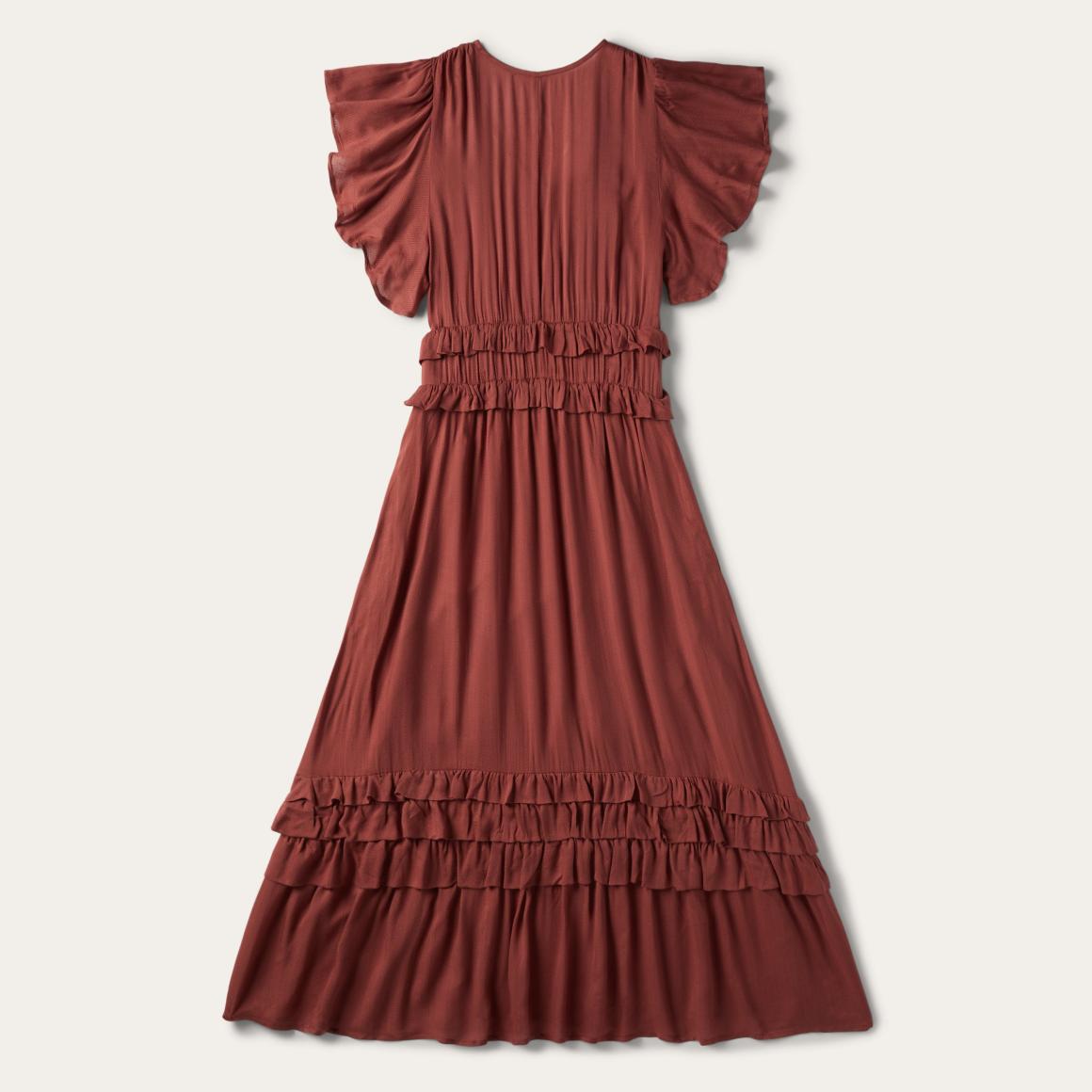 Cinnamon Herringbone Dress Brown Women Stetson Midi