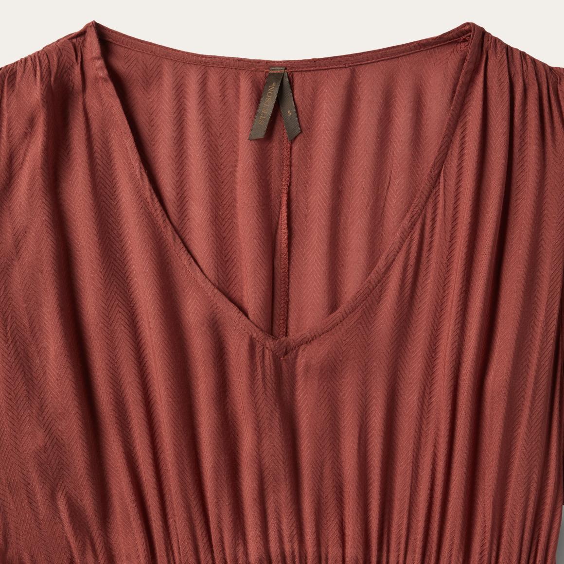 Cinnamon Herringbone Dress Brown Women Stetson Midi