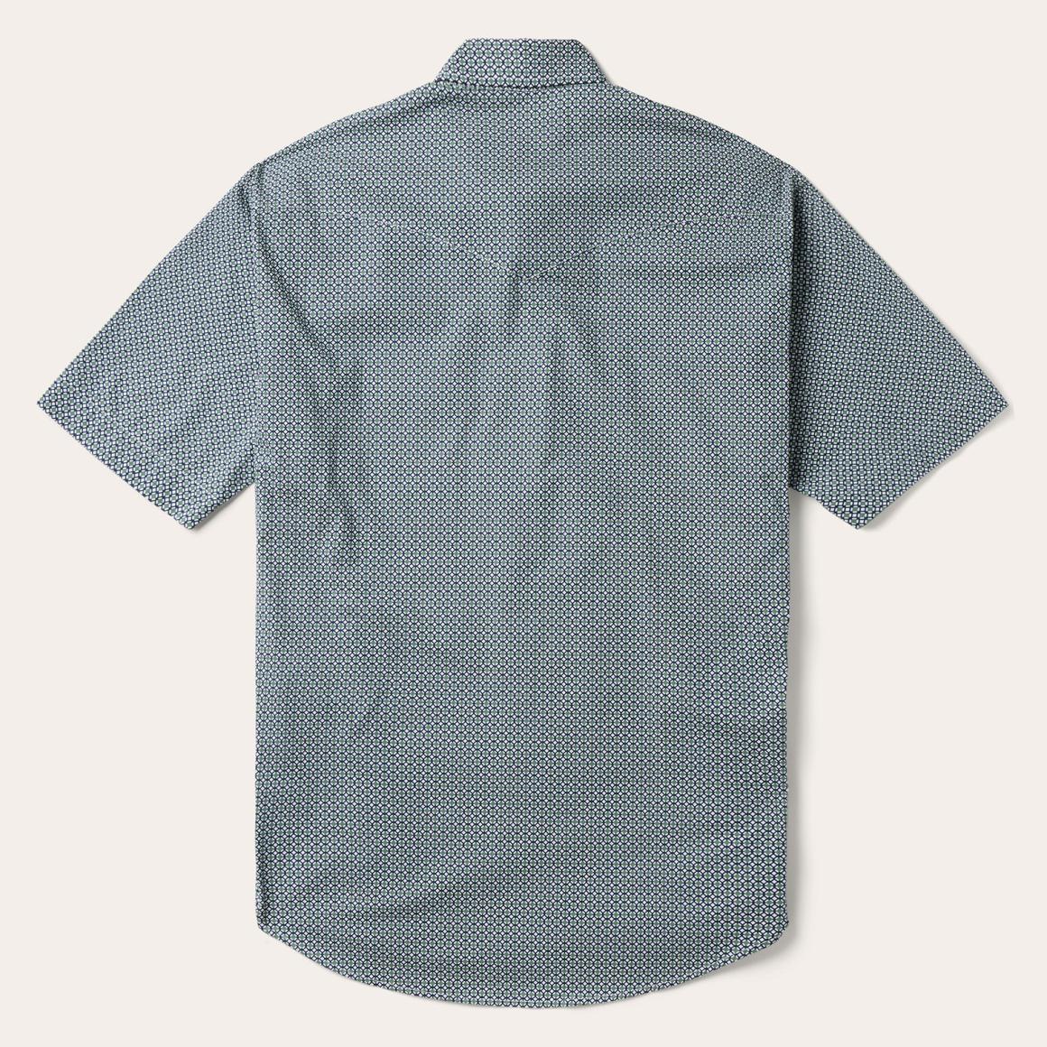 Circle Diamond Print Short Sleeve Western Shirt Green Men Stetson Classic Cut