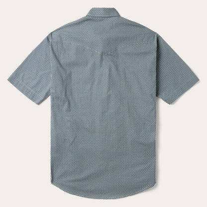 Circle Diamond Print Short Sleeve Western Shirt Green Men Stetson Classic Cut