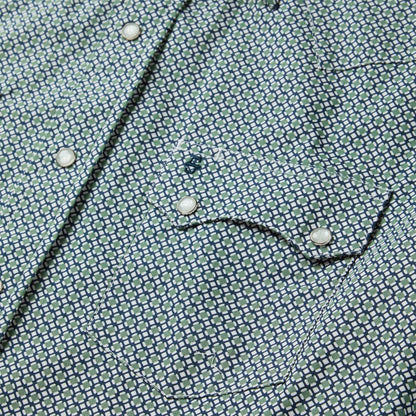 Circle Diamond Print Short Sleeve Western Shirt Green Men Stetson Western Shirts