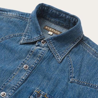 Classic Denim Shirt Blue Men Stetson Denim Shirts