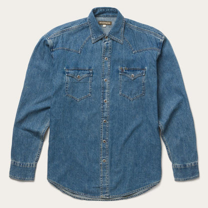 Classic Denim Shirt Blue Men Stetson Western Shirts