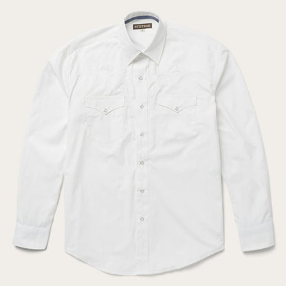 Classic Solid Snap Poplin Shirt In Optic White White Men Stetson Classic Cut