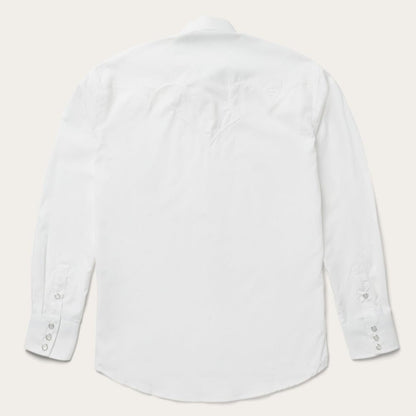 Classic Solid Snap Poplin Shirt In Optic White White Men Stetson Classic Cut