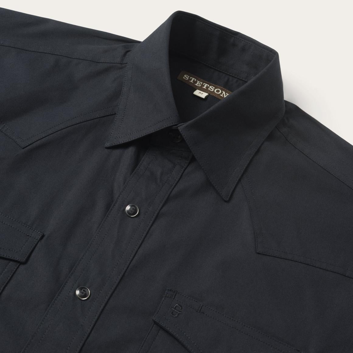 Classic Western Shirt In Black Black Men Stetson Western Shirts
