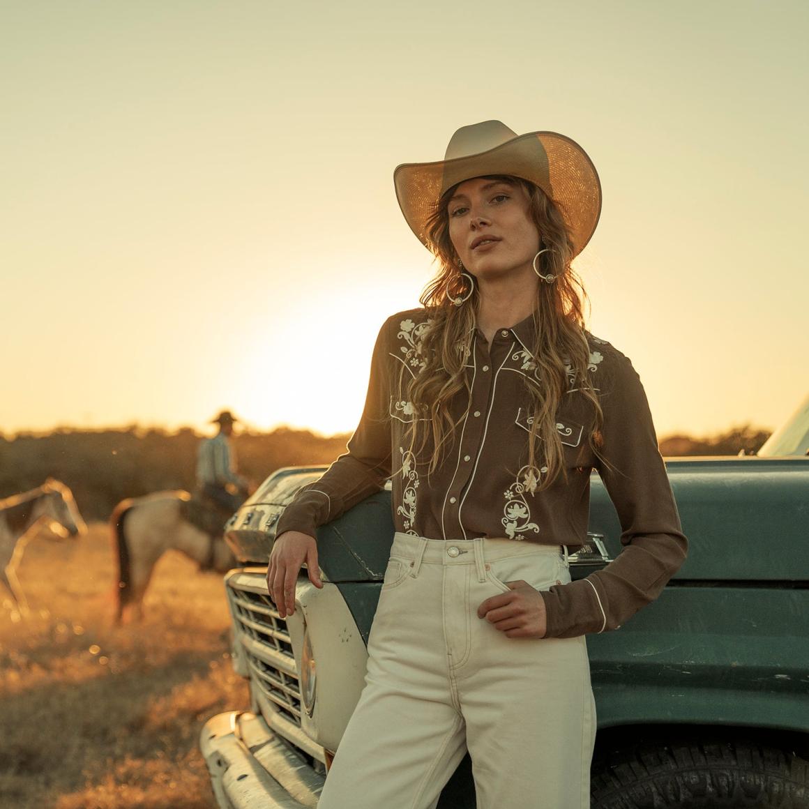 Classic Western Snap Shirt Brown Women Stetson Western Shirts