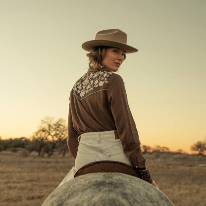 Classic Western Snap Shirt Brown Women Stetson Western Shirts