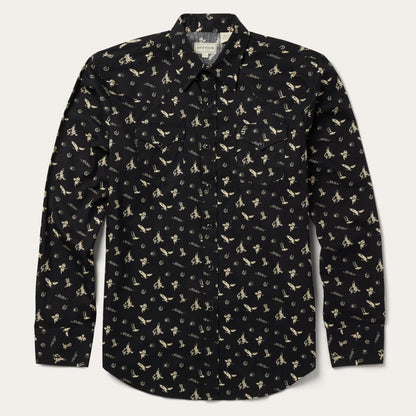 Conversation Print Western Shirt Black Men Stetson Western Shirts