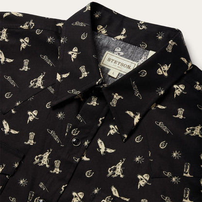 Conversation Print Western Shirt Black Men Stetson Western Shirts