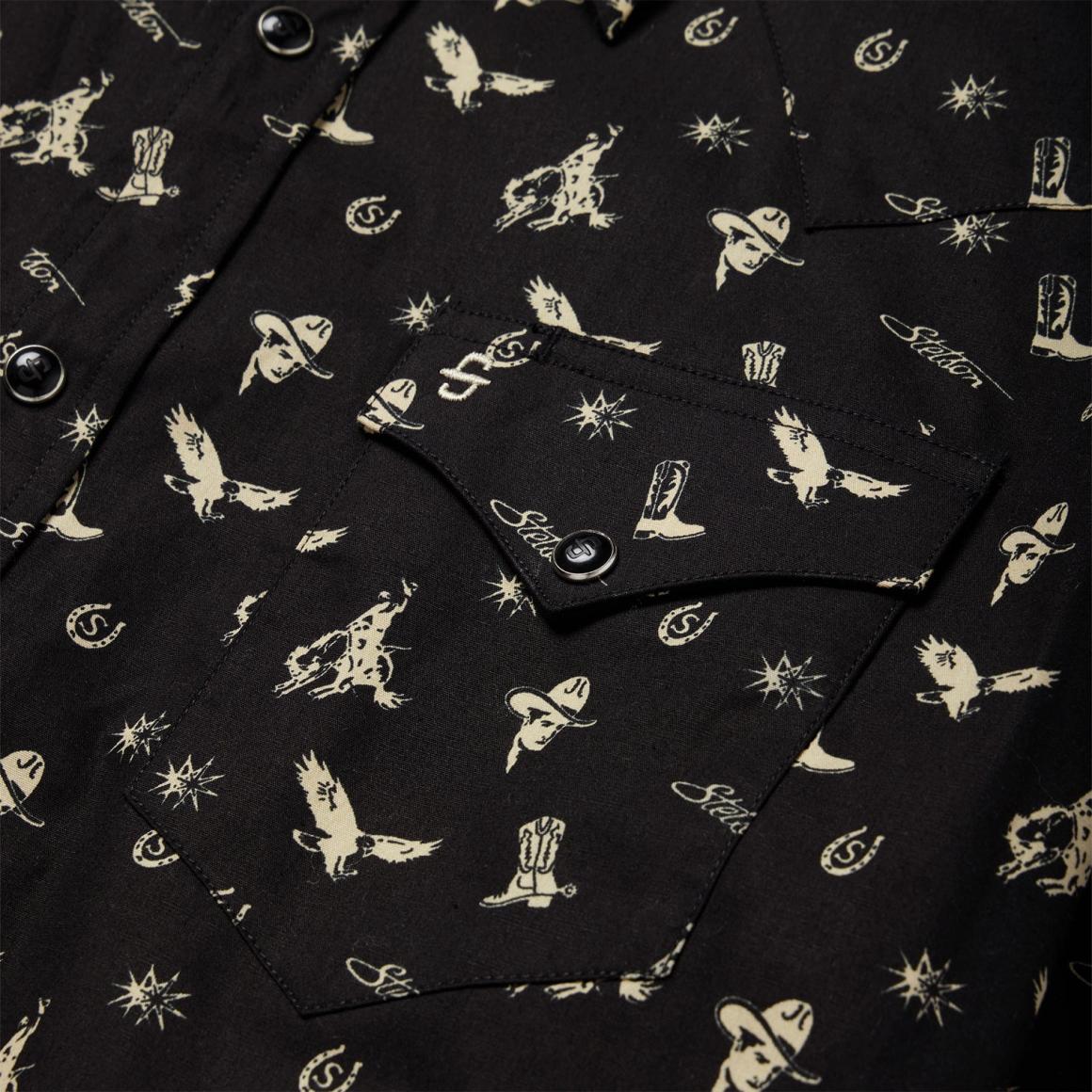 Conversation Print Western Shirt Black Men Stetson Western Shirts