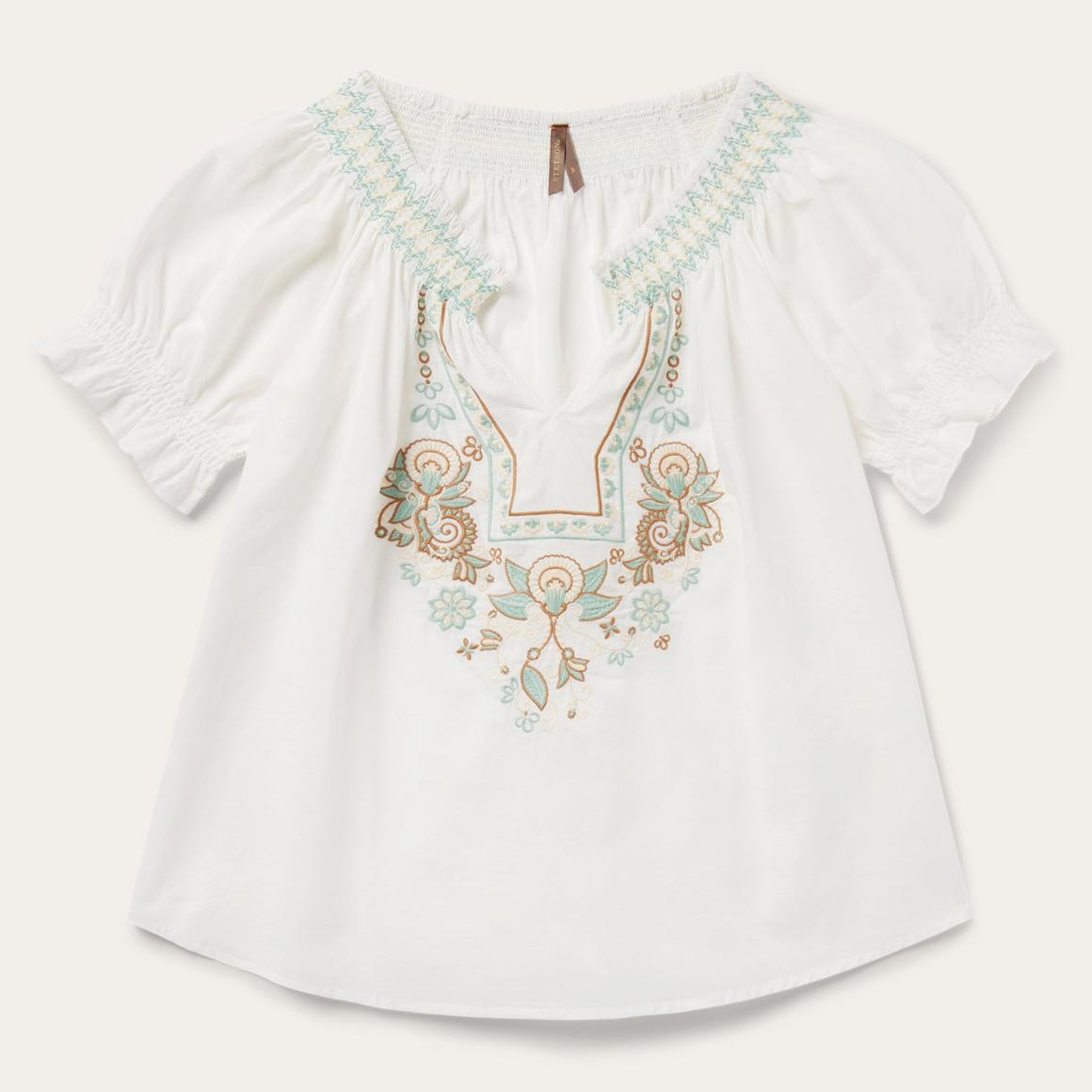 Cotton Voile Peasant Blouse White Women Stetson Blouses