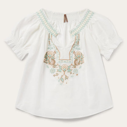 Cotton Voile Peasant Blouse White Women Stetson Blouses