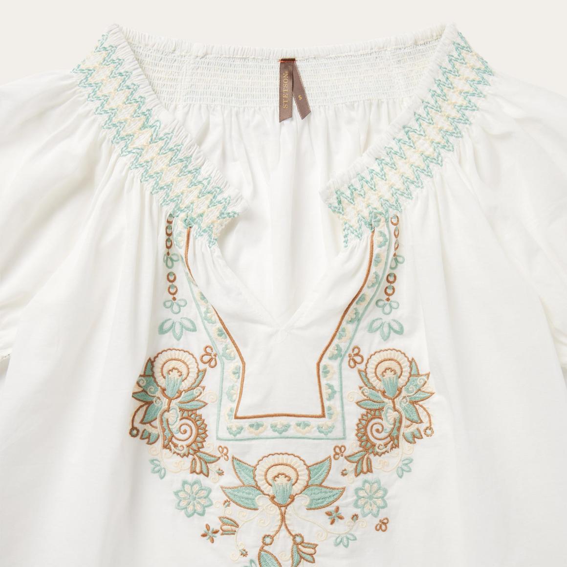 Cotton Voile Peasant Blouse White Women Stetson Blouses