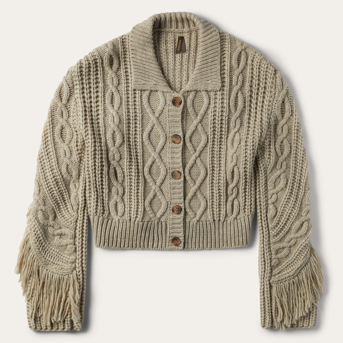 Cream Fringed Cardigan Tan Women Stetson Fringe Jackets
