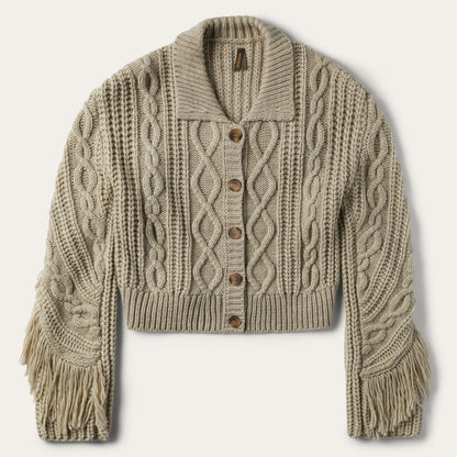 Cream Fringed Cardigan Tan Women Stetson Fringe Jackets