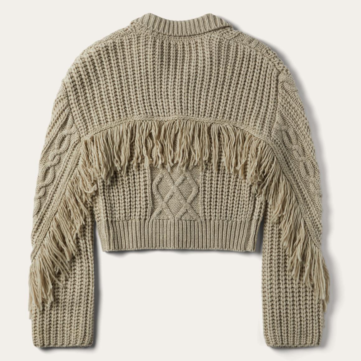 Cream Fringed Cardigan Tan Women Stetson Fringe Jackets