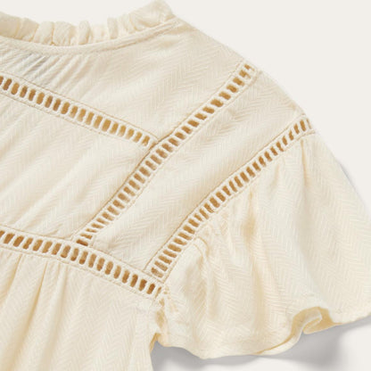 Cream Herringbone Blouse White Women Stetson Blouses